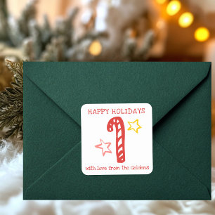 Candy Cane Doodle CHRISTMAS Holiday To From Label