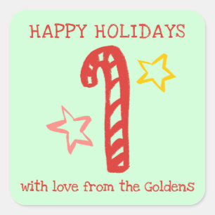 Candy Cane Doodle CHRISTMAS Holiday To From Label