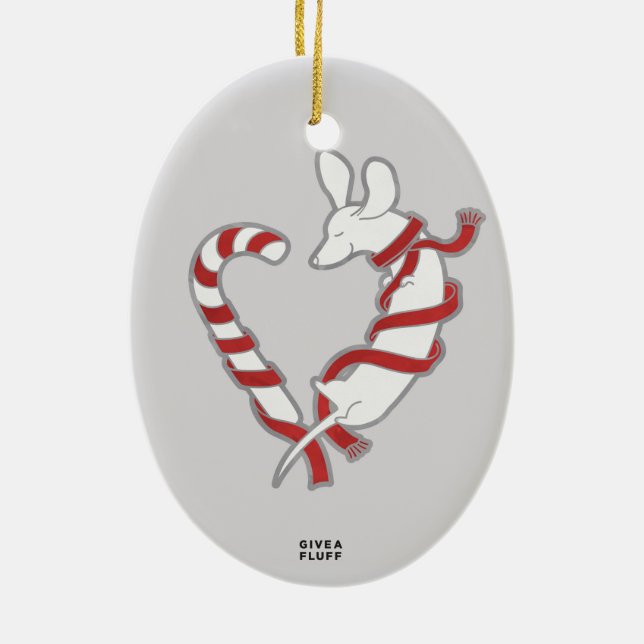 Candy Cane Doxie Ceramic Tree Decoration (Back)