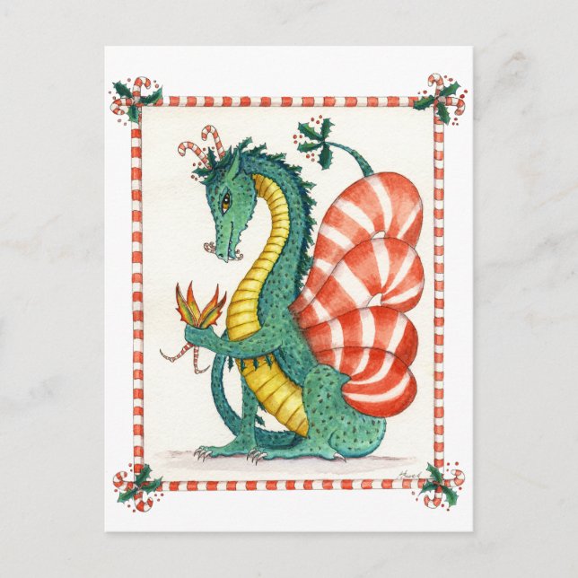 Candy Cane Dragon - postcard (Front)