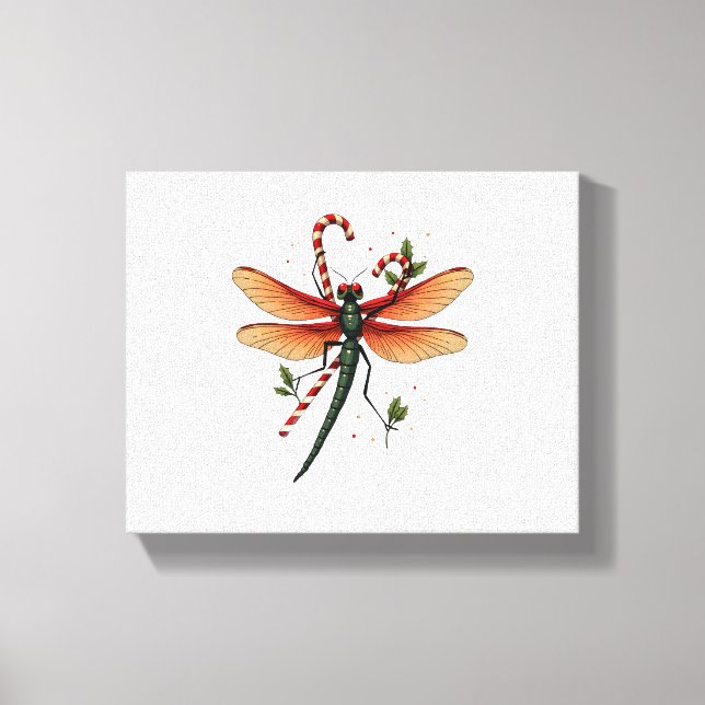 Candy Cane Dragonfly Canvas Print (Front)