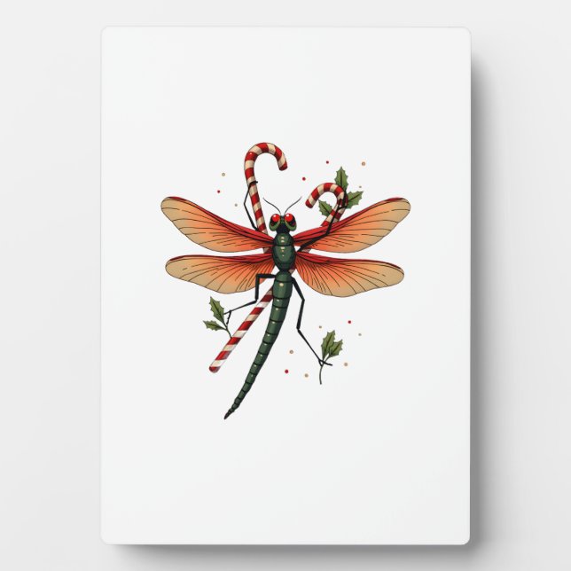 Candy Cane Dragonfly Plaque (Front)