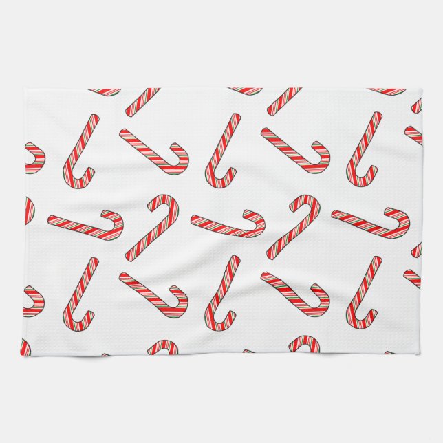 Candy Cane Drawings In Red Green White  Tea Towel (Horizontal)