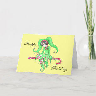 Candy Cane Elf Greeting Card