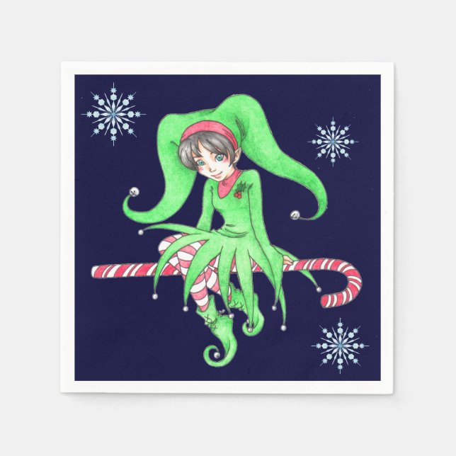 Candy Cane Elf Paper Napkins (Front)