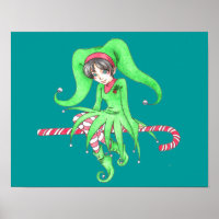 Candy Cane Elf Poster