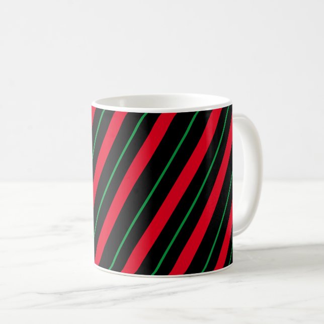 Candy Cane Festive Holiday Red Black Mug (Front Right)