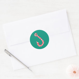Candy Cane Fish Hook Christmas Sticker Seal