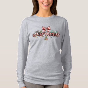 Candy Cane Font for Receptionists, Festive Office T-Shirt