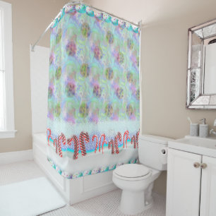 Candy Cane Forest With Magic Cookie Sugar Snowfall Shower Curtain