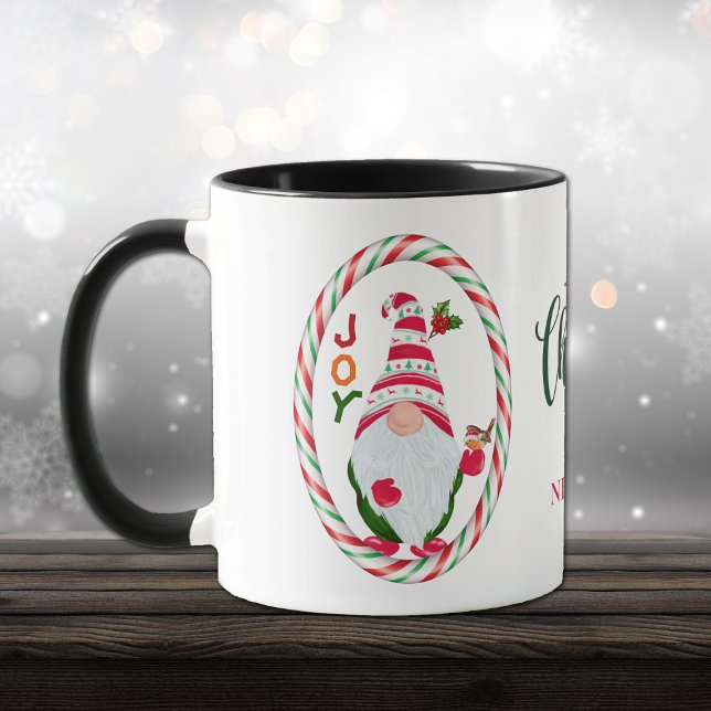Candy Cane Frame Gnome Joy Christmas Mug (Creator Uploaded)
