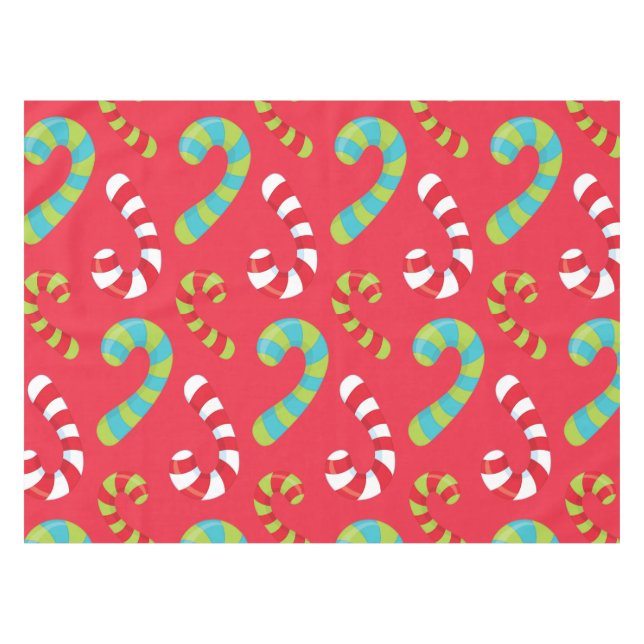 Candy Cane Fun Holiday Tablecloth (Front (Horizontal))