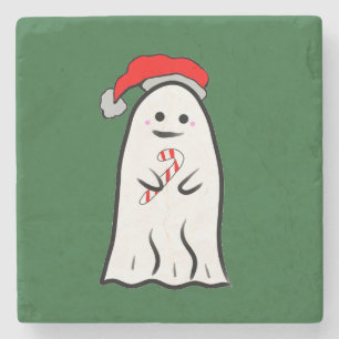 Candy Cane Ghost Stone Coaster