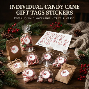 Candy cane gift tags sticker sheet