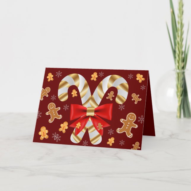 Candy Cane Gingerbread Man Card (Front)