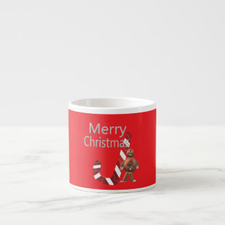 Candy Cane & Gingerbread Snowman Merry Christmas Espresso Cup