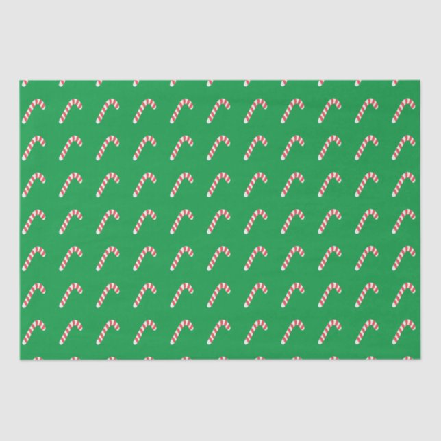 Candy Cane Green Cute Simple Christmas Holiday Tissue Paper (Front)