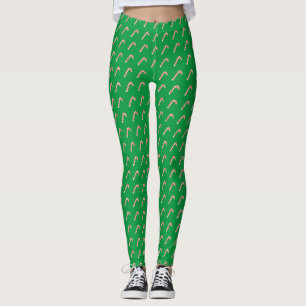 Candy Cane Green Cute Simple Festive Holiday Leggings