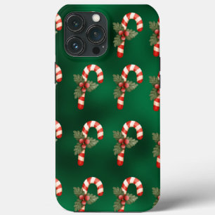 Candy Cane Green Metallic Holiday Cute iPhone 13 Pro Max Case