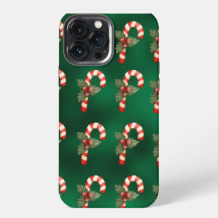 Candy Cane Green Metallic Holiday Cute iPhone 13 Pro Max Case
