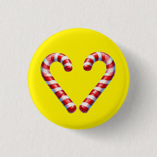 candy cane hart  3 cm round badge