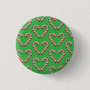 candy cane hart  3 cm round badge