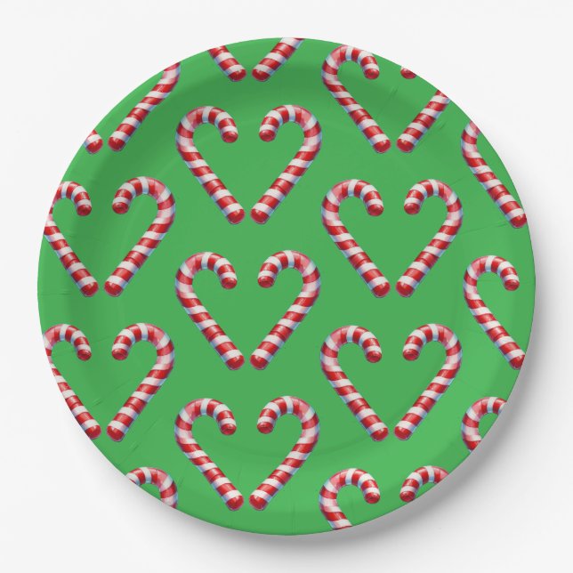 candy cane hart  paper plate (Front)