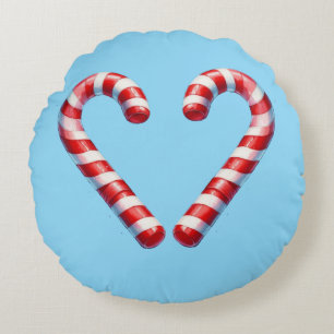 candy cane hart  round cushion