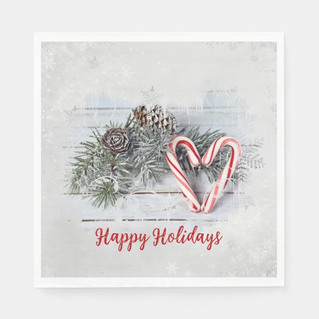 Candy Cane Heart and Pine  Napkin (Front)