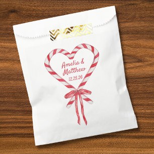 Candy Cane Heart & Bow   Custom Christmas Wedding Favour Bags