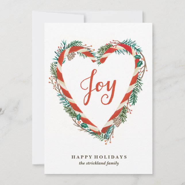 Candy Cane Heart Christmas Card (Front)