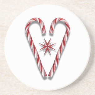 Candy Cane Heart Coaster