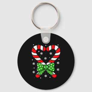 Candy Cane Heart Coquette Bow Christmas Toddler Ki Key Ring