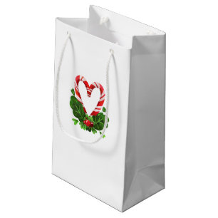 Candy Cane Heart Festive Christmas Holidays Small Gift Bag