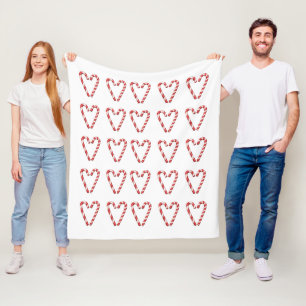 Candy Cane Heart Image Sweet Christmas Holiday Fleece Blanket