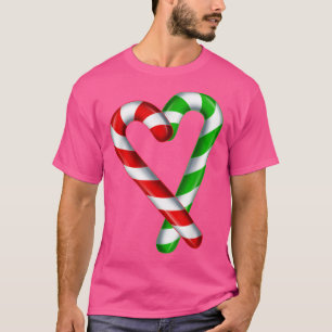 Candy Cane Heart Merry and Bright Red Green Candy T-Shirt
