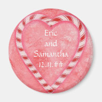 Candy Cane Heart Save the date wedding magnets