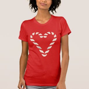 Candy Cane Heart Shape Merry Christmas T-Shirt