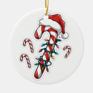 Candy Cane Heart Sweet Holiday Romance Ceramic Tree Decoration