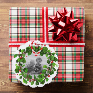 Candy Cane Heart Wreath Photo Merry Christmas Year Tree Decoration Card