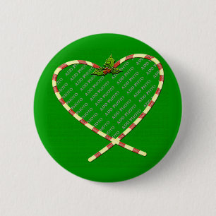 Candy Cane Heart Your Photo 6 Cm Round Badge