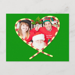 Candy Cane Heart Your Photo Postcard