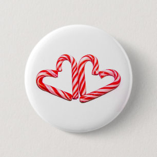 Candy cane hearts 6 cm round badge