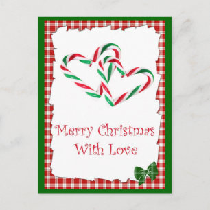 Candy Cane Hearts Postcard
