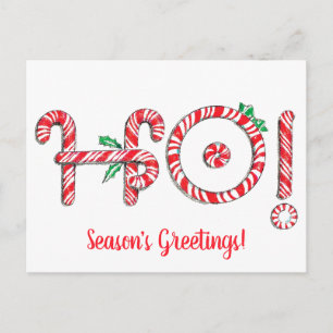 Candy Cane Ho! Ho! Ho! Cute Christmas Postcard