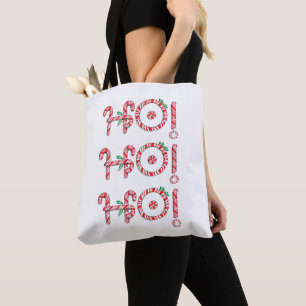Candy Cane Ho! Ho! Ho! Cute Christmas Tote Bag
