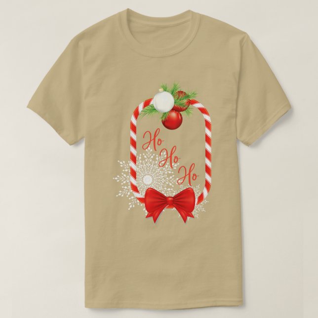 Candy Cane Ho Ho Ho Frame T-Shirt (Design Front)