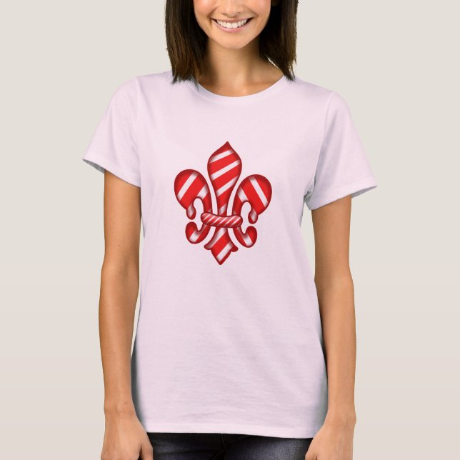 Candy Cane Holiday Fleur de lis t-shirt (Front)