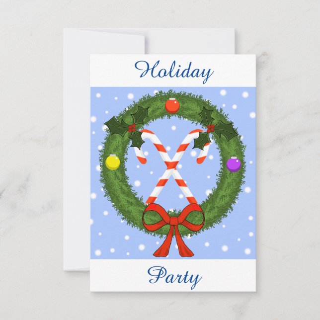 Candy Cane Holiday Party Invitation (Customisable) (Front)