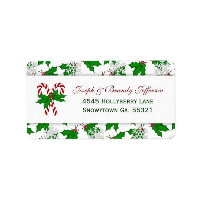 Candy Cane & Holly Address Labels (Front)